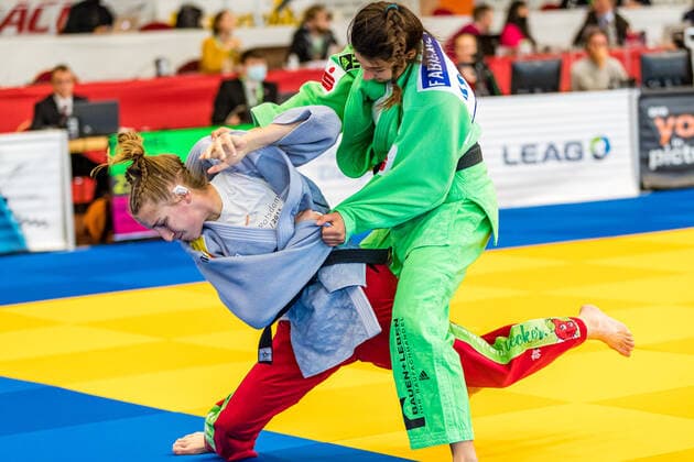 11 10 2020, Brandenburg, Senftenberg Judo Second National League Final Women 2020 Fabienne Püchel, SUA Witten, Angelina Seibelt, KSC Asahi Spremberg Judo Second National League Final Women 2020 Senftenberg Copyright: xHammerschmidtx Eibner-Pressefotox EP_fhamm