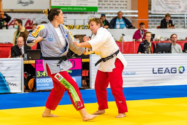 11 10 2020, Brandenburg, Senftenberg Judo Second National League Final Women 2020 Rahel Krause, Post SV Düsseldorf, Michelle Goschin, KSC Asahi Spremberg Judo Second National League Final Women 2020 Senftenberg Copyright: xHammerschmidtx Eibner-Pressefotox EP_fhamm