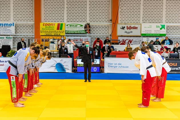 11 10 2020, Brandenburg, Senftenberg Judo Second National League Final Women 2020 Team line-up KSC Asahi Spremberg, Post SV Düsseldorf KSC Asahi Spremberg wins 7 0 Judo Second National League Final Women 2020 Senftenberg Copyright: xHammerschmidtx Eibner-Pressefotox EP_fhamm