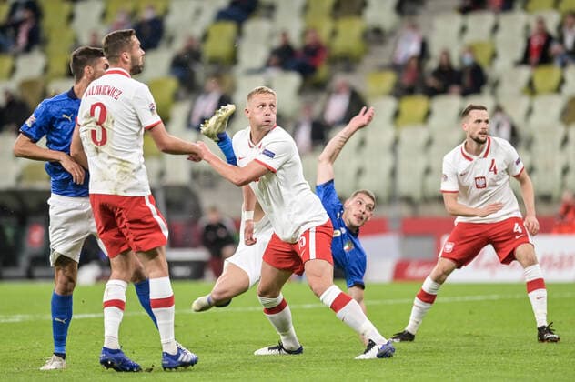 11.10.2020 GDANSK PILKA NOZNA - LIGA NARODOW UEFA MECZ GRUPY A POLSKA - WLOCHY Football - UEFA Nations League group A match Poland - Italy N Z KAMIL GLIK ANDREA BELOTTI TOMASZ KEDZIORA FOT MATEUSZ SLODKOWSKI FOTONEWS NEWSPIX.PL --- Newspix.pl  20201011FNMS62