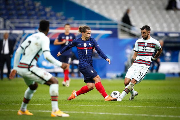 Antoine Griezmann ( 7 - France ) - B Fernandes ( 11 - Portugal ) - FOOTBALL : Amiens vs Montpellier - Ligue 1 - 18 08 2018 GwendolineLeGoff Panoramic 
