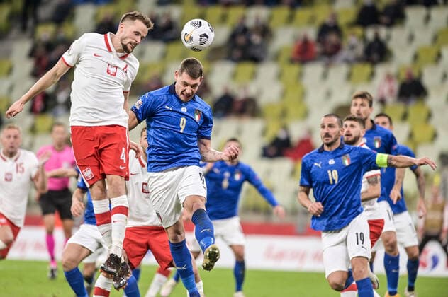11.10.2020 GDANSK PILKA NOZNA - LIGA NARODOW UEFA MECZ GRUPY A POLSKA - WLOCHY Football - UEFA Nations League group A match Poland - Italy N Z TOMASZ KEDZIORA ANDREA BELOTTI LEONARDO BONUCCI FOT MATEUSZ SLODKOWSKI FOTONEWS NEWSPIX.PL --- Newspix.pl  20201011FNMS160