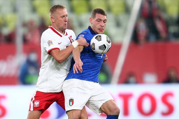 2020.10.11 Gdansk Pilka Nozna Mecz Ligi Narodow Polska - Wlochy N z Kamil Glik Andrea Belotti Foto Piotr Matusewicz PressFocus 2020.10.11 Gdansk Football UEFA Nations League Poland - Italy Kamil Glik Andrea Belotti Credit: Piotr Matusewicz PressFocus NEWSPIX.PL --- Newspix.pl  20201011_PF_PM101