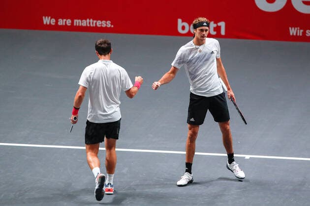 Mischa ZVEREV GER and Alexander ZVEREV GER , Impressions of 1 double at the bett1HULKS Indoors ATP 250 on 13 10 2020 in Cologne LANXESS arena , Germany