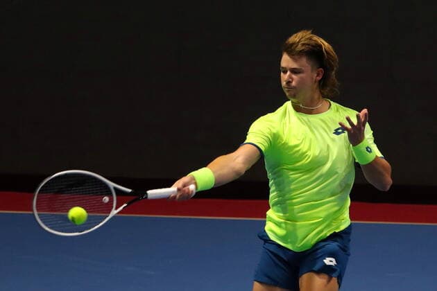 Russian Federation. Saint-Petersburg. SIBUR Arena. International tennis tournament ATP, Tennis Herren St. Petersburg Open By 2020. ATP500. Tennis. Match on October 13, 2020. Geoffrey-John Wolfe - Milos Raonic Match. Geoffrey-John Wolfe. MaksimxKonstantinov