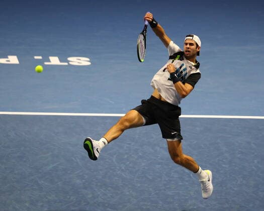 Russian Federation. Saint-Petersburg. SIBUR Arena. International tennis tournament ATP, Tennis Herren St. Petersburg Open By 2020. ATP500. Tennis. Match on October 13, 2020. Match Karen Khachanov - James Duckworth. Tennis player Karen Khachanov. MaksimxKonstantinov