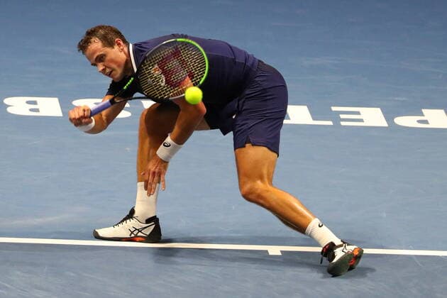 Russian Federation. Saint-Petersburg. SIBUR Arena. International tennis tournament ATP, Tennis Herren St. Petersburg Open By 2020. ATP500. Tennis. Match on October 13, 2020. Match Vashek Pospisil - Andrey Rublev. Tennis player Vasek Pospisil. MaksimxKonstantinov