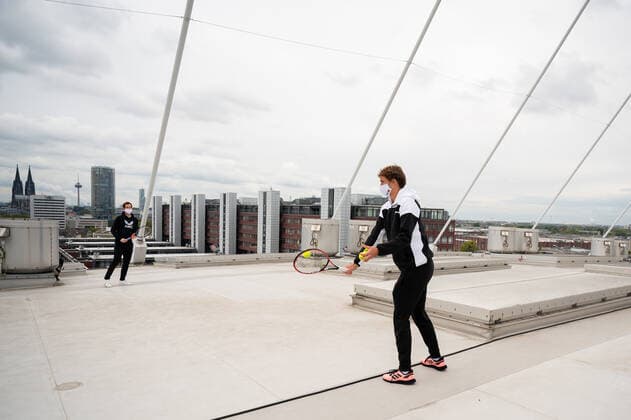 bett1HULKS INDOORS 2020, Cologne, Cologne Photoshooting on the rooftop of the Lanxess Arena with bett1HULKS INDOORS players Andy Murray GBR and Alexander Zverev GER bett1HULKS INDOORS