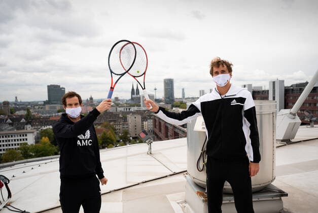 bett1HULKS INDOORS 2020, Cologne, Cologne Photoshooting on the rooftop of the Lanxess Arena with bett1HULKS INDOORS players Andy Murray GBR and Alexander Zverev GER bett1HULKS INDOORS