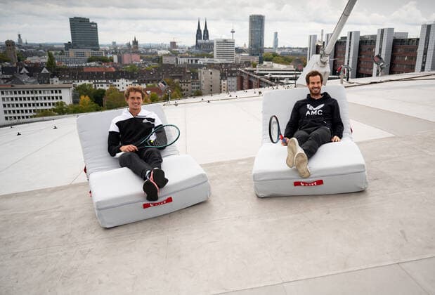 bett1HULKS INDOORS 2020, Cologne, Cologne Photoshooting on the rooftop of the Lanxess Arena with bett1HULKS INDOORS players Andy Murray GBR and Alexander Zverev GER bett1HULKS INDOORS