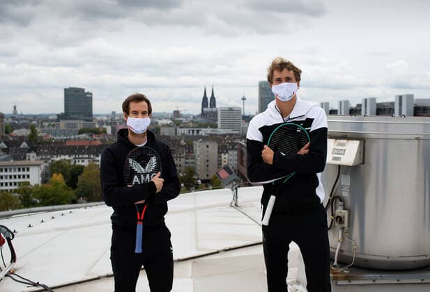 bett1HULKS INDOORS 2020, Cologne, Cologne Photoshooting on the rooftop of the Lanxess Arena with bett1HULKS INDOORS players Andy Murray GBR and Alexander Zverev GER bett1HULKS INDOORS