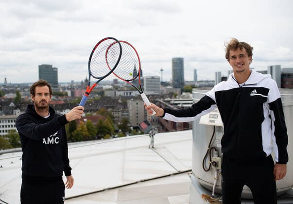 bett1HULKS INDOORS 2020, Cologne, Cologne Photoshooting on the rooftop of the Lanxess Arena with bett1HULKS INDOORS players Andy Murray GBR and Alexander Zverev GER bett1HULKS INDOORS