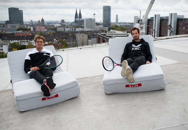bett1HULKS INDOORS 2020, Cologne, Cologne Photoshooting on the rooftop of the Lanxess Arena with bett1HULKS INDOORS players Andy Murray GBR and Alexander Zverev GER bett1HULKS INDOORS