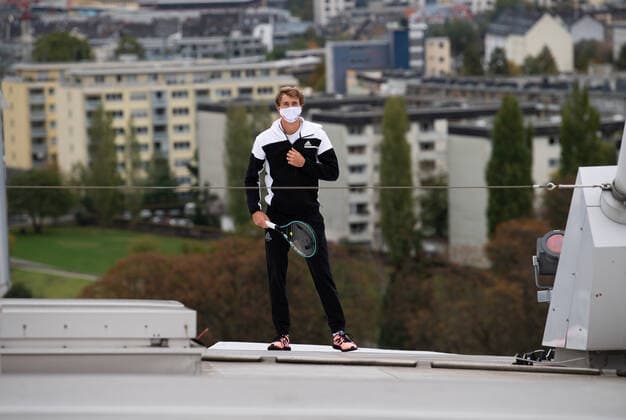 bett1HULKS INDOORS 2020, Cologne, Cologne Photoshooting on the rooftop of the Lanxess Arena with bett1HULKS INDOORS players Andy Murray GBR and Alexander Zverev GER bett1HULKS INDOORS