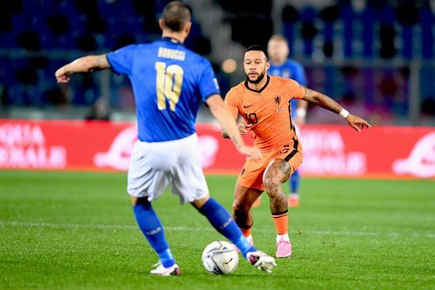BERGAMO, 14-10-2020, football, UEFA Nations League, season 2020 2021, Netherlands player Memphis Depay during the match Italy - Netherlands Italy - Netherlands  x9565910x Copyright: