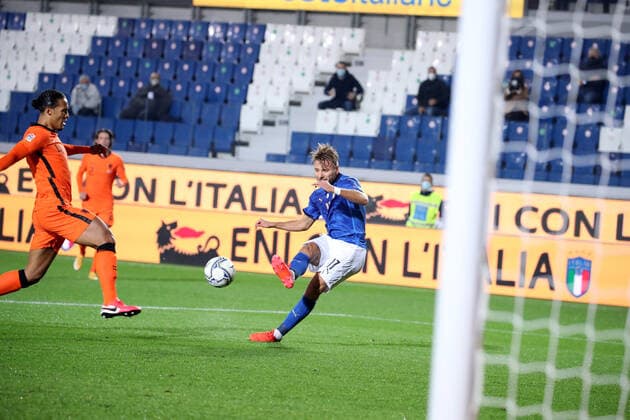 Photo Stefano Nicoli LaPresse 14-10-2020 Soccer Italy Vs Netherlands Uefa Nations League - League A - Gruop 1 Gewiss Stadium In The Picture Ciro Immobile shoots  Copyright: xStefanoxNicoli LaPressex