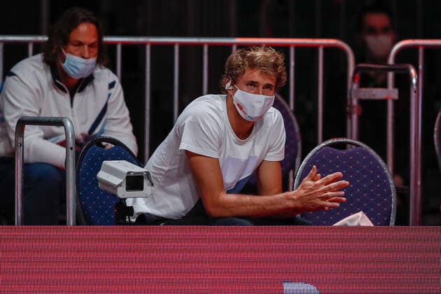 ZVEREV, Alexander GER ATP Ranking No 7, seeded No 1, spectator at the match of his brother Mischa at the bett1HULKS Indoors ATP 250 on 14 10 2020 in Cologne LANXESS arena , Germany