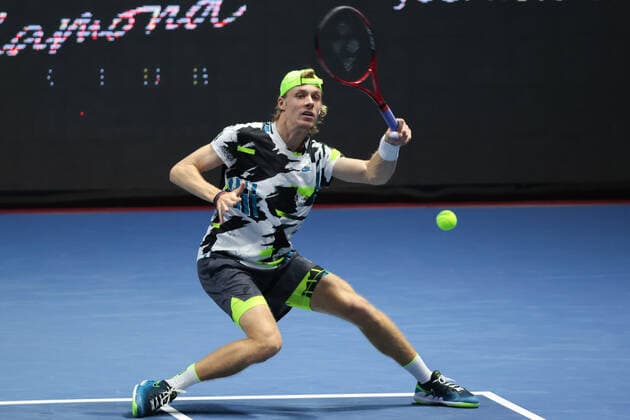 ST. PETERSBURG, RUSSIA - OCTOBER 14: Denis Shapovalov during the ATP, Tennis Herren St.Petersburg Open on October 14, 2020 at Sibur Arena in Saint Petersburg, Russia. (Photo by Anatoliy Medved Icon Sportswire) TENNIS: OCT 14 St Petersburg Open Icon201014056