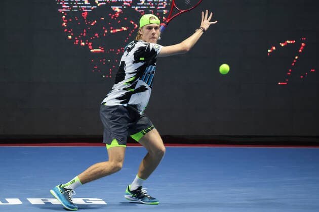 ST. PETERSBURG, RUSSIA - OCTOBER 14: Denis Shapovalov during the ATP, Tennis Herren St.Petersburg Open on October 14, 2020 at Sibur Arena in Saint Petersburg, Russia. (Photo by Anatoliy Medved Icon Sportswire) TENNIS: OCT 14 St Petersburg Open Icon201014072