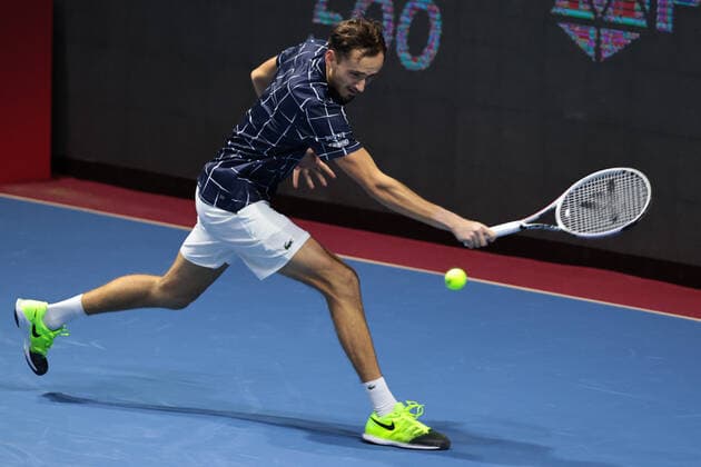 ST PETERSBURG, RUSSIA - OCTOBER 14: Daniil Medvedev during the ATP, Tennis Herren St. Petersburg Open on October 14, 2020 at Sibur Arena in Saint Petersburg, Russia. (Photo by Anatoliy Medved Icon Sportswire) TENNIS: OCT 14 St Petersburg Open Icon201014097