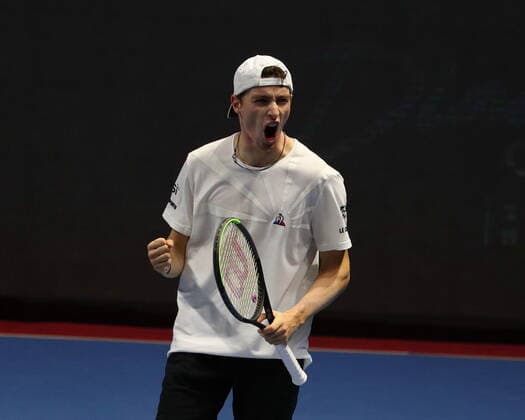 Russian Federation. Saint-Petersburg. SIBUR Arena. International tennis tournament ATP, Tennis Herren St. Petersburg Open By 2020. ATP500. Tennis. Match on October 15, 2020. Match Ugo Umber - Andrey Rublev. Tennis Player Hugo Umber. MaksimxKonstantinov