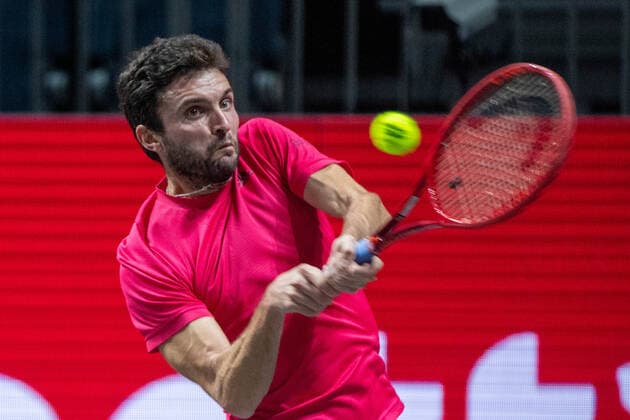 Gilles SIMON FRA , Action, Tennis, bett1HULKS Indoors 2020, Champions Trophy, ATP 250 tournament on 15 10 2020 in Cologne Germany Â