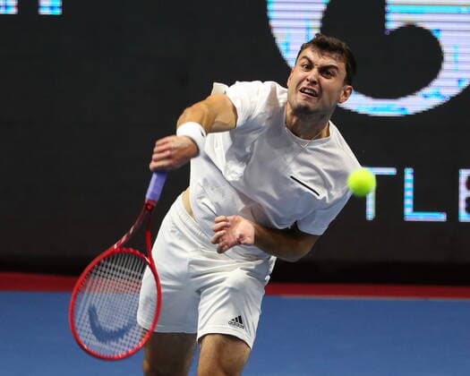 Russian Federation. Saint-Petersburg. SIBUR Arena. International tennis tournament ATP, Tennis Herren St. Petersburg Open By 2020. ATP500. Tennis. Match on October 15, 2020. Match Karen Khachanov - Aslan Karatsev. Tennis Player Aslan Karatsev. MaksimxKonstantinov