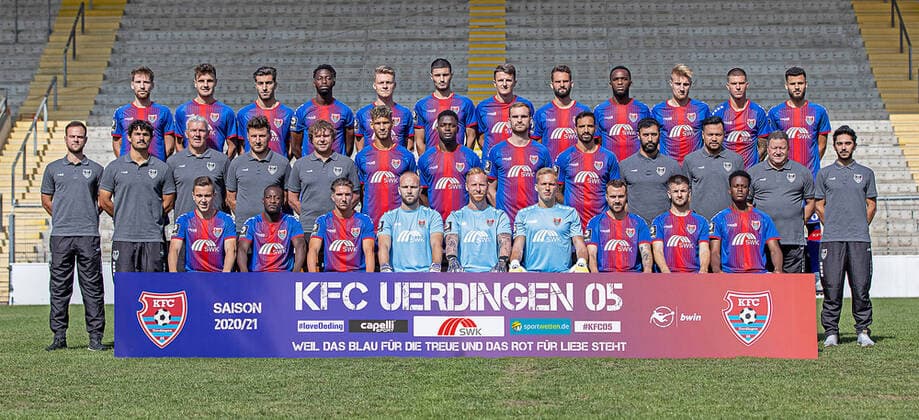 KFC Uerdingen 3 Liga, portrait appointment 2020 2021, team photo KFC Uerdingen 3 Liga, portrait appointment 2020 2021, team photo back row from left Kolja Pusch, Gino Fechner, Muhammed Kiprit, Omar Haktab Traore , Leon Schneider, Stefan Velkov, Edvinas Girdvainis, Tim Albutat, Osayamen Osawe, Fridolin Wagner, Christian Dorda, Dave GnaaseMiddle row from left Game Analyst Jens Tiesler, Athletics Coach Ruben Solis, Goalkeeping Coach Wolfgang Wimmer, Co Trainer Stefan Reisinger, Head Coach Stefan Krämer, Heinz Mörschel, Assani Lukimya, Jan Kirchhoff, Adriano Grimaldi, Physiotherapist Erginer Simsek, Andreas Ganzinger, Andreas Bosheck both function team , Phsysiotherapist Ritsarnt AravidisFront row from Mike Feigenspan, Christian Kinsombi, Peter van Ooijen, Hidde Jurjus, Lukas Königshofer, Julius Paris, Ali Ibrahimaj, RijadKobiljar, Hans Anapak Krefeld Grotenburg Stadium North Rhine-Westphalia Germany Poolfoto Revierfoto ,EDITORIAL USE ONLY