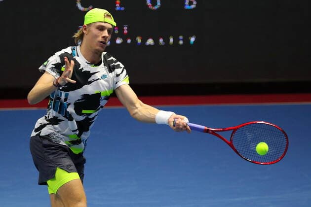 Russian Federation. Saint-Petersburg. SIBUR Arena. International tennis tournament ATP, Tennis Herren St. Petersburg Open By 2020. ATP500. Tennis. Match on October 16, 2020. Match Stan Wawrinka - Denis Shapovalov. Tennis Player Denis Shapovalov. MaksimxKonstantinov