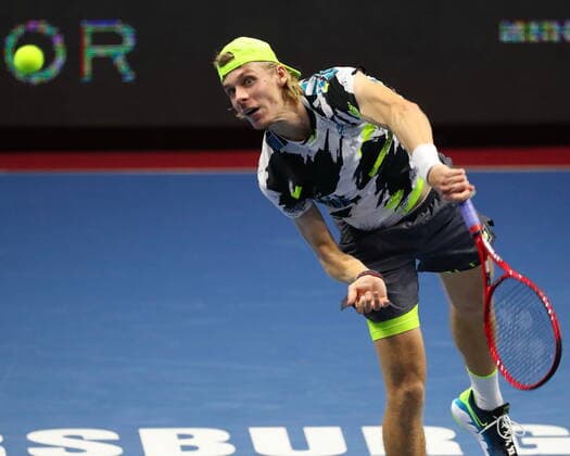 Russian Federation. Saint-Petersburg. SIBUR Arena. International tennis tournament ATP, Tennis Herren St. Petersburg Open By 2020. ATP500. Tennis. Match on October 16, 2020. Match Stan Wawrinka - Denis Shapovalov. Tennis Player Denis Shapovalov. MaksimxKonstantinov
