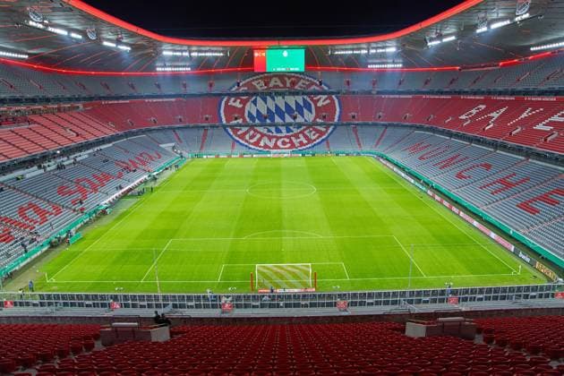 Allianz Arena inside with tribunes and pitch FC BAYERN MUENCHEN - 1.FC DUEREN 3-0 DFB-Pokal erste Runde, German Football Trophy , Munich, October 15, 2020 Season 2020 2021, Soccer, München, Munich