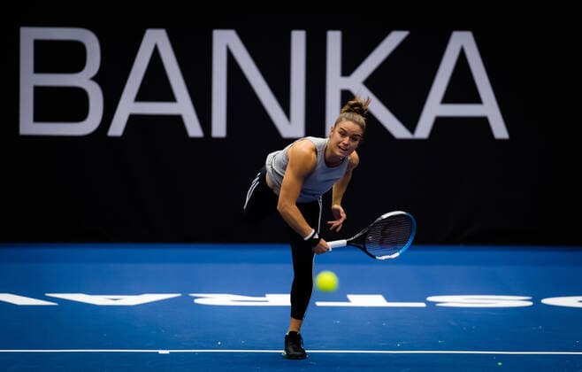 October 16, 2020, Ostrava, CZECH REPUBLIC: Maria Sakkari of Greece during practice at the 2020 J&T Banka Ostrava Open WTA, Tennis Damen Premier tennis tournament Ostrava CZECH REPUBLIC - ZUMAa181 20201016_zaa_a181_081 Copyright: xRobxPrangex
