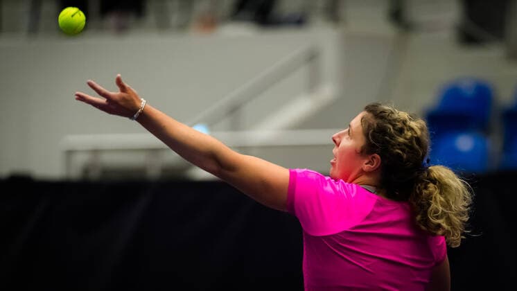October 17, 2020, Ostrava, CZECH REPUBLIC: Anna-Lena Friedsam of Germany in action during the first qualifications round at the 2020 J&T Banka Ostrava Open WTA, Tennis Damen Premier tennis tournament against Jil Teichmann of Switzerland Ostrava CZECH REPUBLIC - ZUMAa181 20201017_zaa_a181_079 Copyright: xRobxPrangex