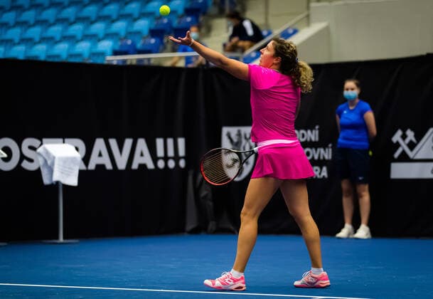 October 17, 2020, Ostrava, CZECH REPUBLIC: Anna-Lena Friedsam of Germany in action during the first qualifications round at the 2020 J&T Banka Ostrava Open WTA, Tennis Damen Premier tennis tournament against Jil Teichmann of Switzerland Ostrava CZECH REPUBLIC - ZUMAa181 20201017_zaa_a181_084 Copyright: xRobxPrangex