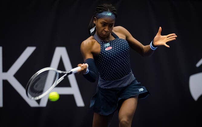 October 17, 2020, Ostrava, CZECH REPUBLIC: Cori Gauff of the United States in action during the first qualifications round at the 2020 J&T Banka Ostrava Open WTA, Tennis Damen Premier tennis tournament Ostrava CZECH REPUBLIC - ZUMAa181 20201017_zaa_a181_129 Copyright: xRobxPrangex
