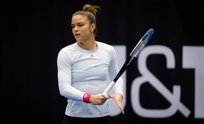 October 17, 2020, Ostrava, CZECH REPUBLIC: Maria Sakkari of Greece during practice at the 2020 J&T Banka Ostrava Open WTA, Tennis Damen Premier tennis tournament Ostrava CZECH REPUBLIC - ZUMAa181 20201017_zaa_a181_309 Copyright: xRobxPrangex