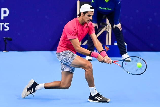Argentina Federico Coria pictured in action during a qualification game between Argentina Federico Coria and Spanish Carlos Taberner of the European Open Tennis ATP, Tennis Herren tournment, in Antwerp, Sunday 18 October 2020. LAURIExDIEFFEMBACQ  x2566196x