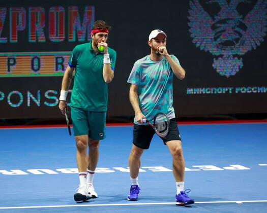 Russian Federation. Saint-Petersburg. SIBUR Arena. International tennis tournament ATP, Tennis Herren St. Petersburg Open By 2020. ATP500. Tennis. St. PETERSBURG OPEN 2020 doubles final Marcelo Demoliner, Matve Middelkoop - Jurgen Melzer, Edouard Roger-Vasselin. Tennis player Marcelo Demoliner, Matve Middelkoop. MaksimxKonstantinov