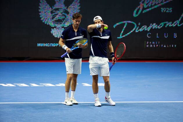 Russian Federation. Saint-Petersburg. SIBUR Arena. International tennis tournament ATP, Tennis Herren St. Petersburg Open By 2020. ATP500. Tennis. St. PETERSBURG OPEN 2020 doubles final Marcelo Demoliner, Matve Middelkoop - Jurgen Melzer, Edouard Roger-Vasselin. Tennis player Jurgen Melzer. MaksimxKonstantinov