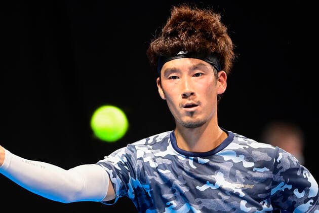 Japanese Yuichi Sugita pictured in action during a qualification game between Romanian Nicholas David Ionel and Japanese Yuichi Sugita of the European Open Tennis ATP, Tennis Herren tournment, in Antwerp, Sunday 18 October 2020. LAURIExDIEFFEMBACQ  x2566342x