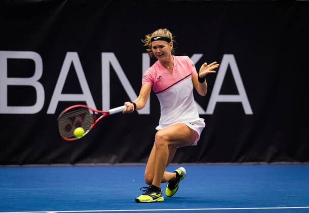 October 18, 2020, Ostrava, CZECH REPUBLIC: Marie Bouzkova of the Czech Republic in action during the second qualifications round at the 2020 J&T Banka Ostrava Open WTA, Tennis Damen Premier tennis tournament against Daria Kasatkina of Russia Ostrava CZECH REPUBLIC - ZUMAa181 20201018_zaa_a181_099 Copyright: xRobxPrangex