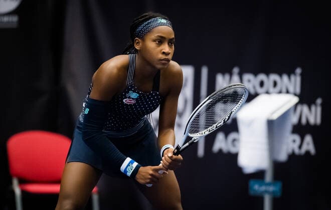 October 18, 2020, Ostrava, CZECH REPUBLIC: Cori Gauff of the United States in action during the second qualifications round at the 2020 J&T Banka Ostrava Open WTA, Tennis Damen Premier tennis tournament against Irina-Camelia Begu of Romania Ostrava CZECH REPUBLIC - ZUMAa181 20201018_zaa_a181_119 Copyright: xRobxPrangex