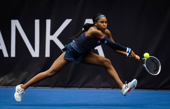 October 18, 2020, Ostrava, CZECH REPUBLIC: Cori Gauff of the United States in action during the second qualifications round at the 2020 J&T Banka Ostrava Open WTA, Tennis Damen Premier tennis tournament against Irina-Camelia Begu of Romania Ostrava CZECH REPUBLIC - ZUMAa181 20201018_zaa_a181_125 Copyright: xRobxPrangex