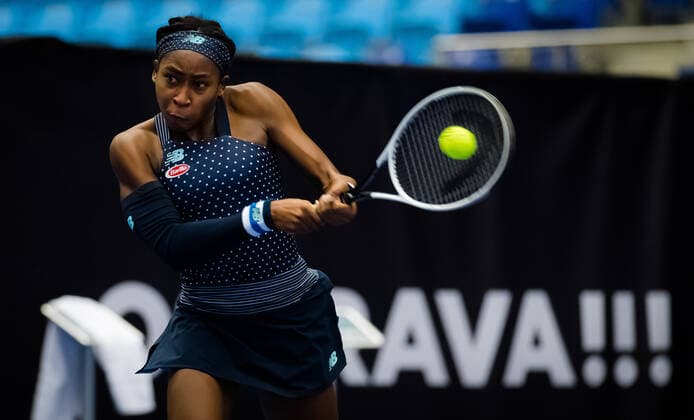 Sport Bilder des Tages October 18, 2020, Ostrava, CZECH REPUBLIC: Cori Gauff of the United States in action during the second qualifications round at the 2020 J&T Banka Ostrava Open WTA, Tennis Damen Premier tennis tournament against Irina-Camelia Begu of Romania Ostrava CZECH REPUBLIC - ZUMAa181 20201018_zaa_a181_133 Copyright: xRobxPrangex
