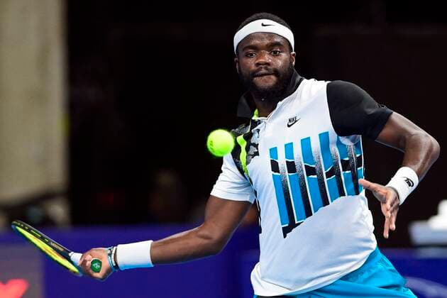 US Frances Tiafoe pictured during a first round of the simples men competition between Serbian Dusan Lajovic and US Frances Tiafoe at the European Open Tennis ATP, Tennis Herren tournment, in Antwerp, Monday 19 October 2020. TENNIS : Open d Anvers - 19 10 2020 PhotoNews Panoramic 