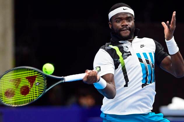 US Frances Tiafoe pictured during a first round of the simples men competition between Serbian Dusan Lajovic and US Frances Tiafoe at the European Open Tennis ATP, Tennis Herren tournment, in Antwerp, Monday 19 October 2020. TENNIS : Open d Anvers - 19 10 2020 PhotoNews Panoramic 
