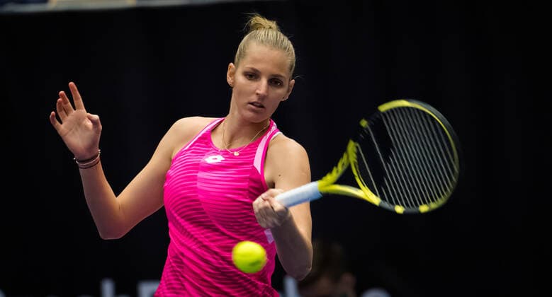 October 19, 2020, Ostrava, CZECH REPUBLIC: Kristyna Pliskova of the Czech Republic in action during the first round of the 2020 J&T Banka Ostrava Open WTA, Tennis Damen Premier tennis tournament against Maria Sakkari of Greece Ostrava CZECH REPUBLIC - ZUMAa181 20201019_zaa_a181_115 Copyright: xRobxPrangex