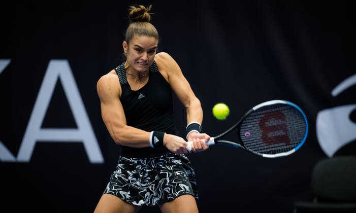 Sport Bilder des Tages October 19, 2020, Ostrava, CZECH REPUBLIC: Maria Sakkari of Greece in action during the first round of the 2020 J&T Banka Ostrava Open WTA, Tennis Damen Premier tennis tournament against Kristyna Pliskova of the Czech Republic Ostrava CZECH REPUBLIC - ZUMAa181 20201019_zaa_a181_124 Copyright: xRobxPrangex