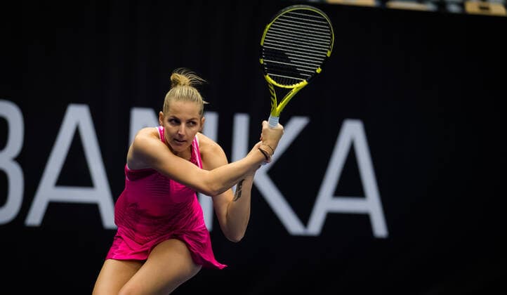 October 19, 2020, Ostrava, CZECH REPUBLIC: Kristyna Pliskova of the Czech Republic in action during the first round of the 2020 J&T Banka Ostrava Open WTA, Tennis Damen Premier tennis tournament against Maria Sakkari of Greece Ostrava CZECH REPUBLIC - ZUMAa181 20201019_zaa_a181_129 Copyright: xRobxPrangex