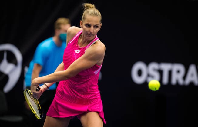 October 19, 2020, Ostrava, CZECH REPUBLIC: Kristyna Pliskova of the Czech Republic in action during the first round of the 2020 J&T Banka Ostrava Open WTA, Tennis Damen Premier tennis tournament against Maria Sakkari of Greece Ostrava CZECH REPUBLIC - ZUMAa181 20201019_zaa_a181_136 Copyright: xRobxPrangex